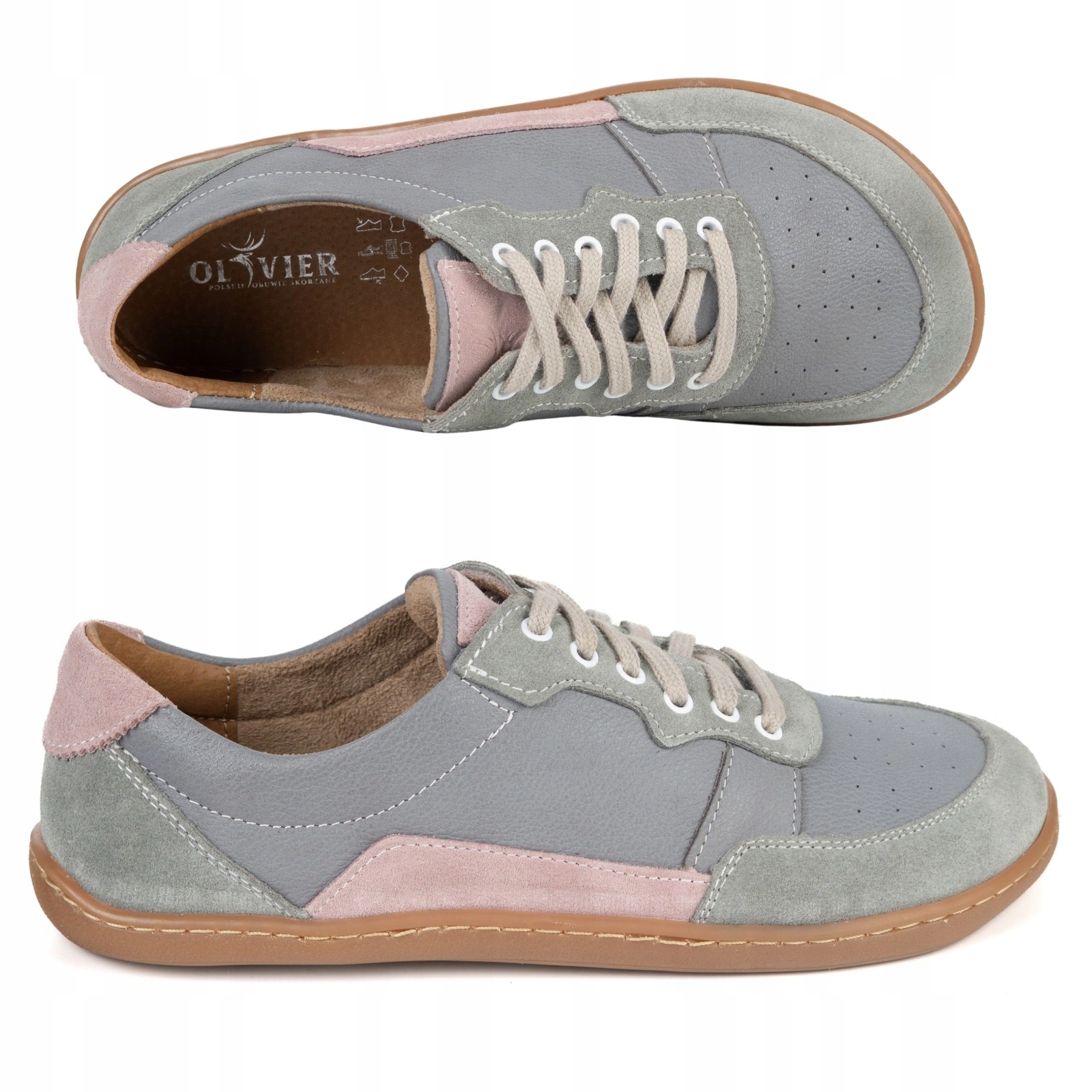 Dámské kožené barefootové boty Alma městské casual zero drop šedé 38