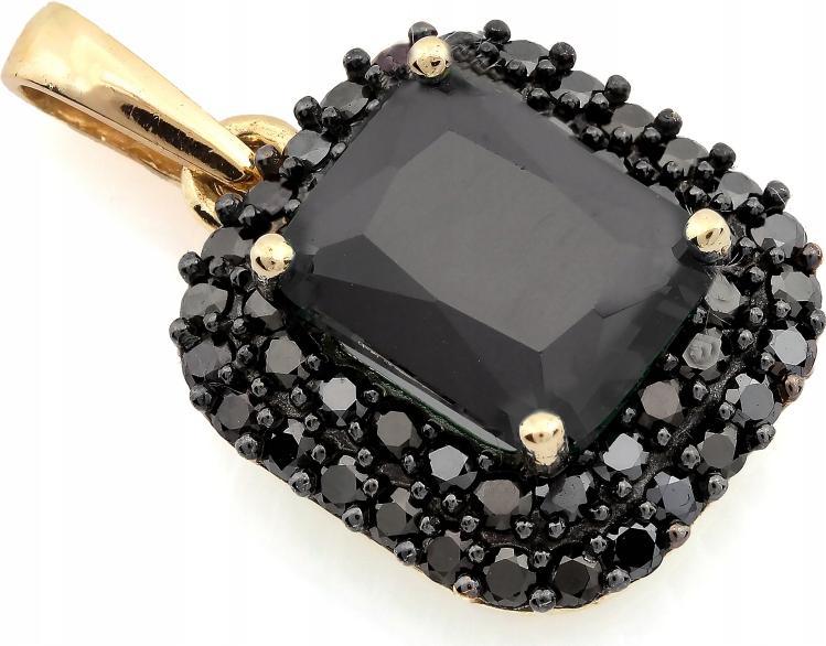 Zlatý přívěsek 585 obdélníkový s černými kameny jako dárek 14K, módní