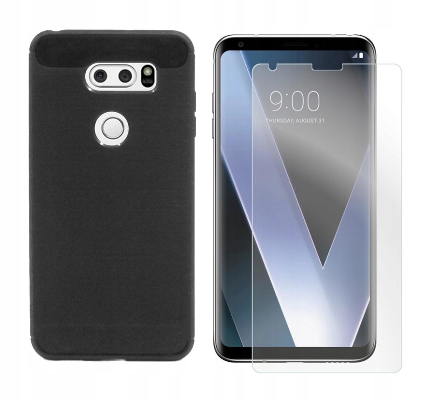 

Etui Bumper Carbon Lux do Lg V30 H930 czarny+SZKŁO