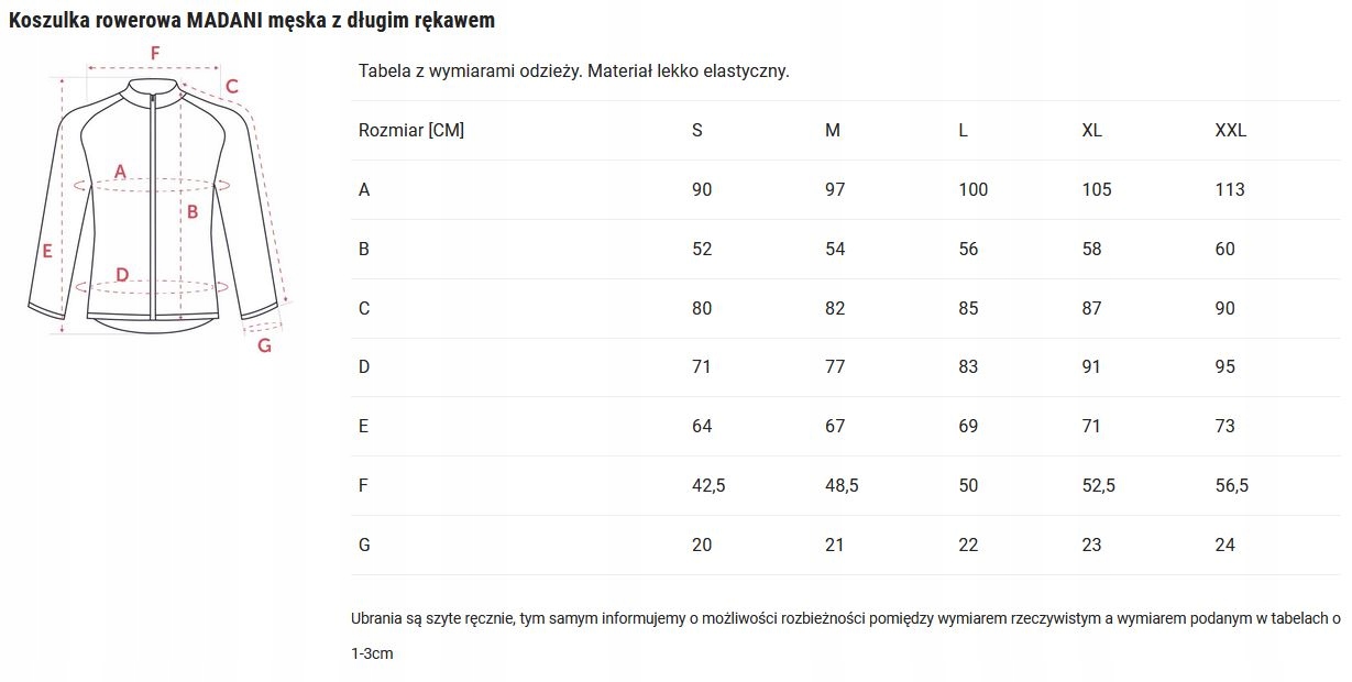Madani: koszulka rowerowa męska RALLY, r. S Cechy dodatkowe kieszeń na plecach stójka