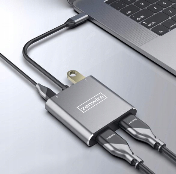 Концентратор адаптер USB-C 4в1 адаптер 2X HDMI 4K USB виробник код USB-C концентратор 2X HDMI 4K PD USB 3.0 Zenwire