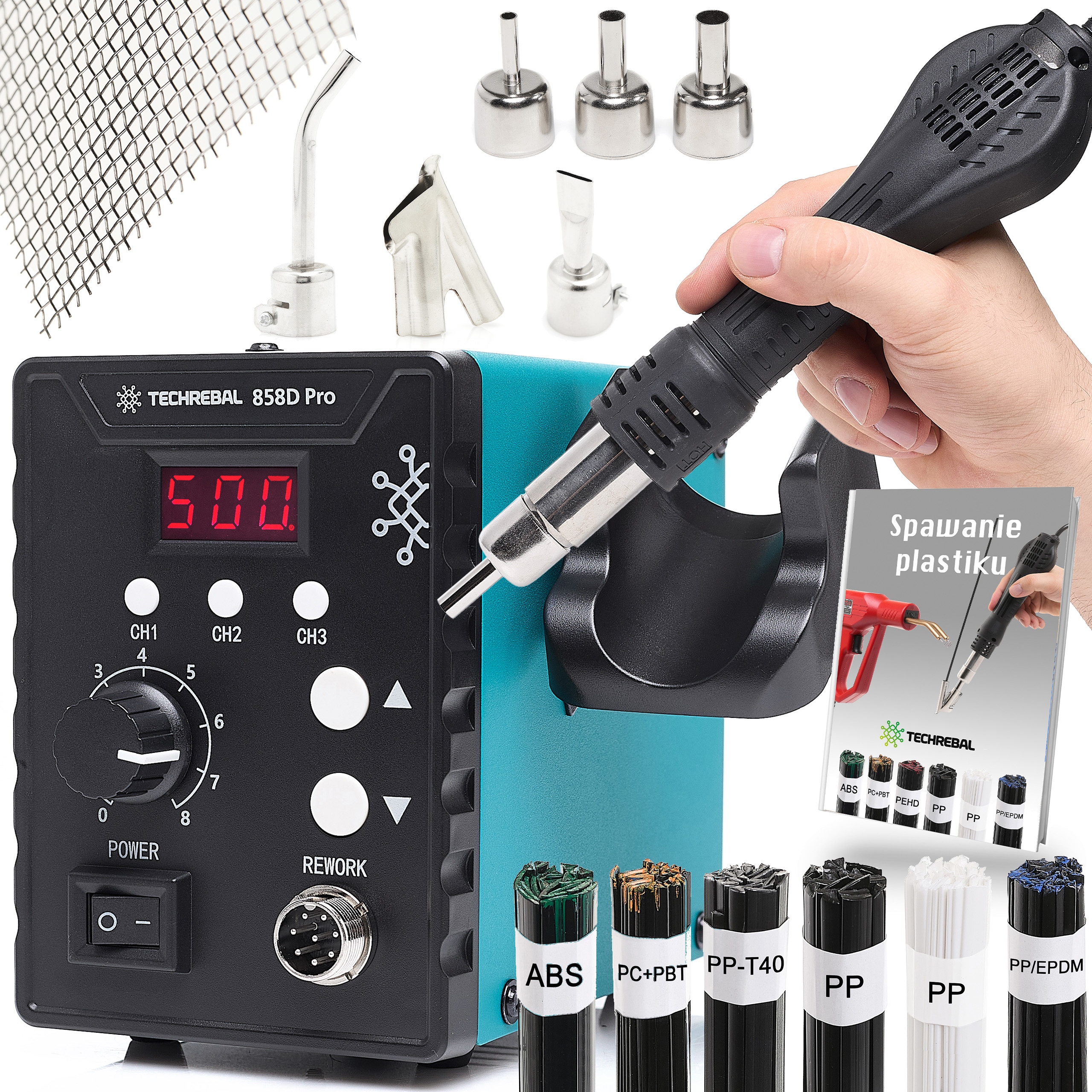 Svařovač Plastů 700W Pájecí stanice Hot Air Techrebal 858D Pro