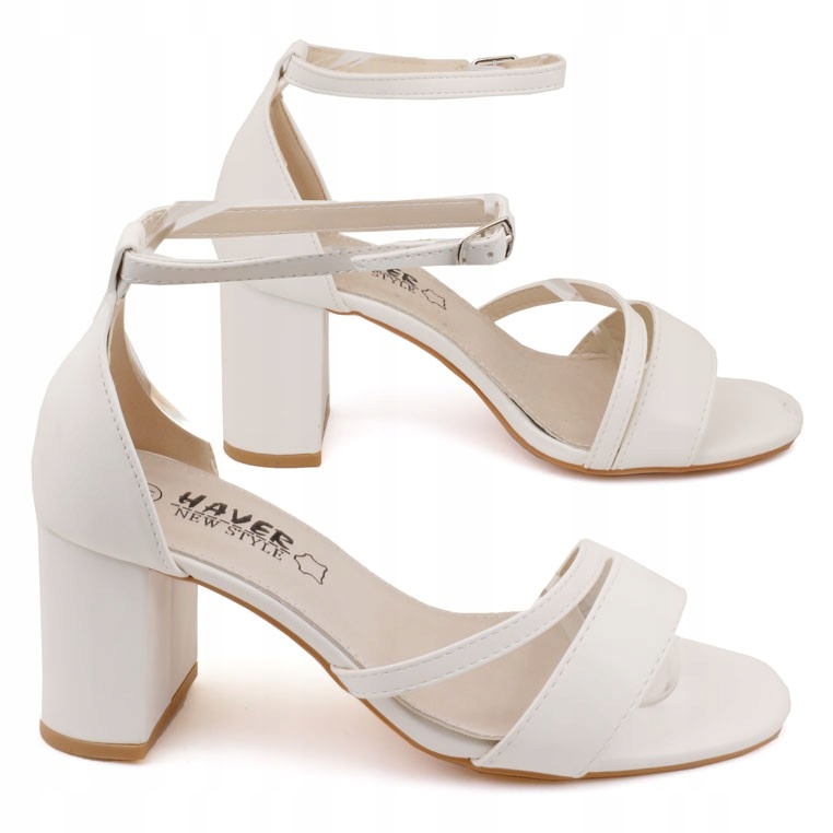 

Sandały damskie na słupku obcasie białe 7,5 cm