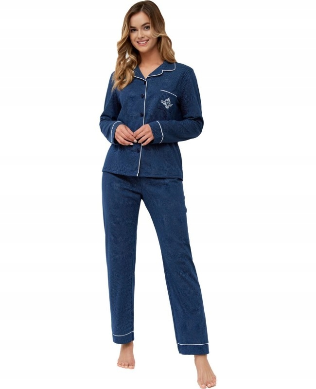 Dámské bavlněné rozepínací pyžamo, elegance, pohodlí a klasický styl