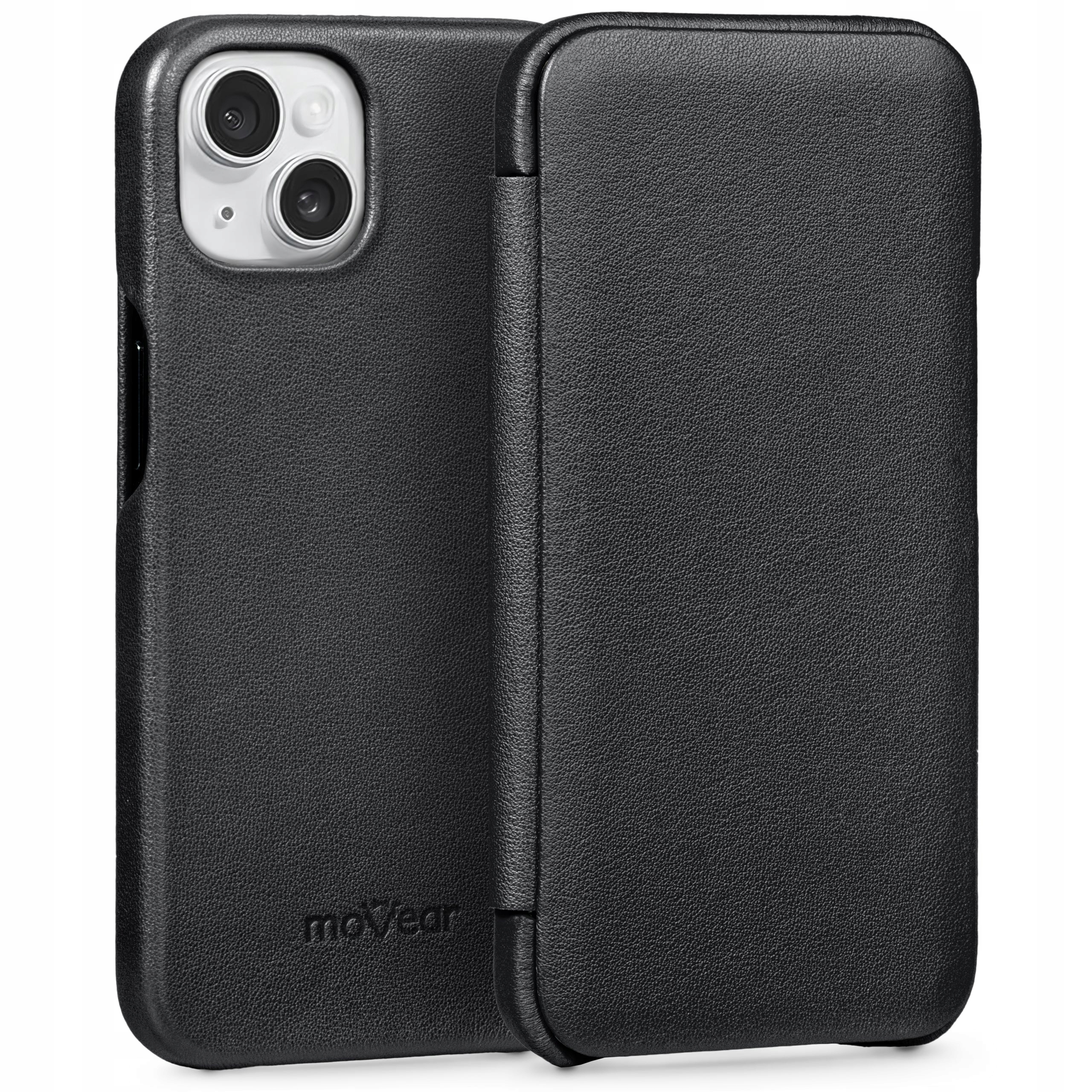 Pouzdro na iPhone 13 kožené Obal slim case book Černé Movear