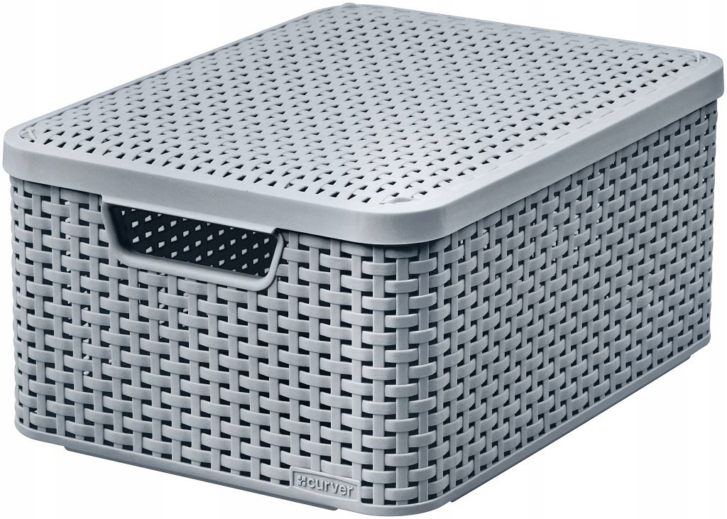 CURVER KOSZYK L Z POKRYWĄ 30L JASNY SZARY 253003