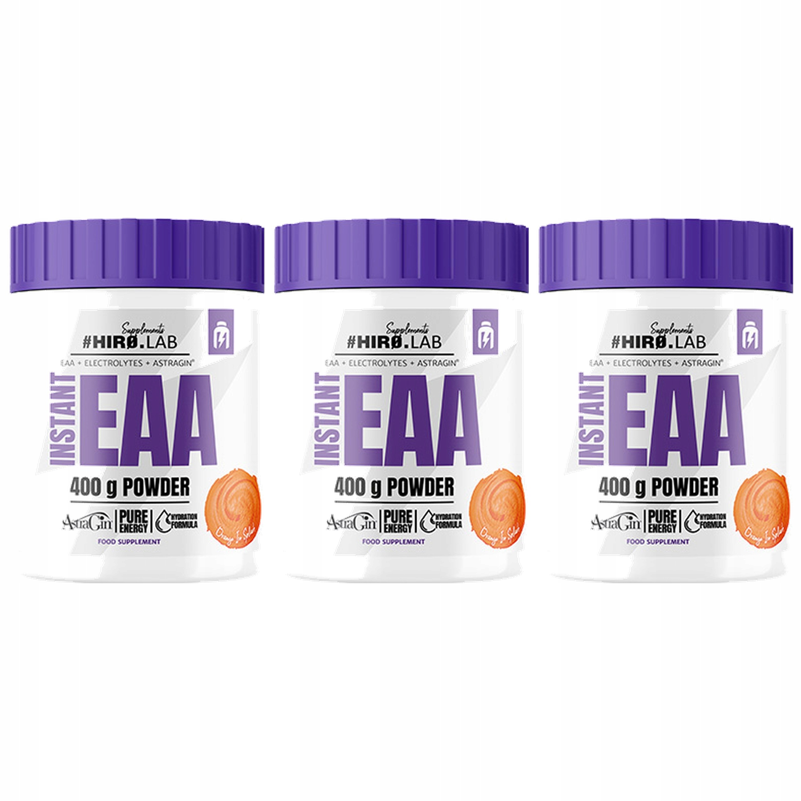 3x Eaa Ezogenní Aminokyseliny Amino 400 g leucin Elektrolyty Pomeranč Hiro
