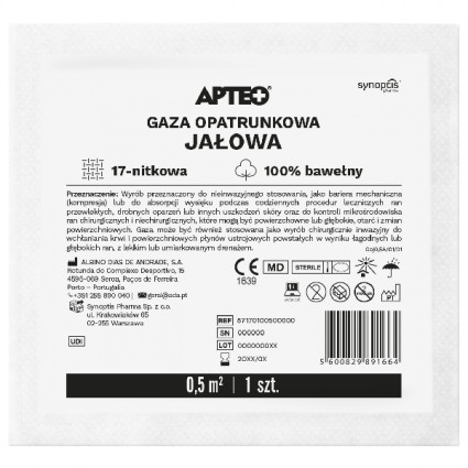 

Gaza opatrunkowa jałowa Apteo, 0,5 m2