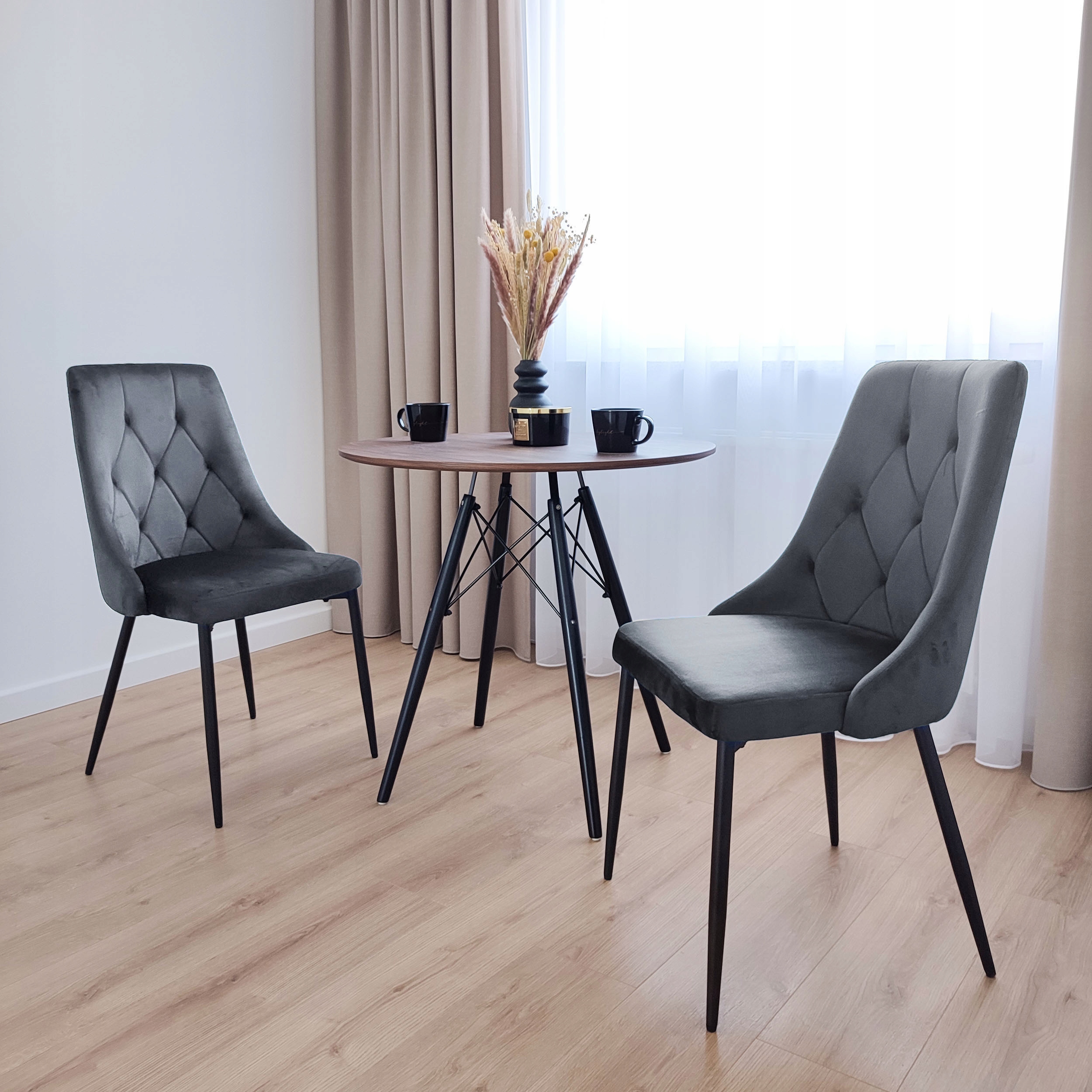 KRZESŁO TAPICEROWANE WELUROWE PIKOWANE LOFTOWE SKANDYNAWSKIE NOWOCZESNE Kod producenta 5902340318362