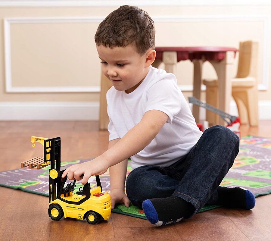 WÓZEK WIDŁOWY MAGAZYNOWY widlak interaktywny z Napędem 1:16 DŹWIĘK ŚWIATŁO Model Wózek Widłowy z Naciągiem DŹWIĘK ŚWIATŁO