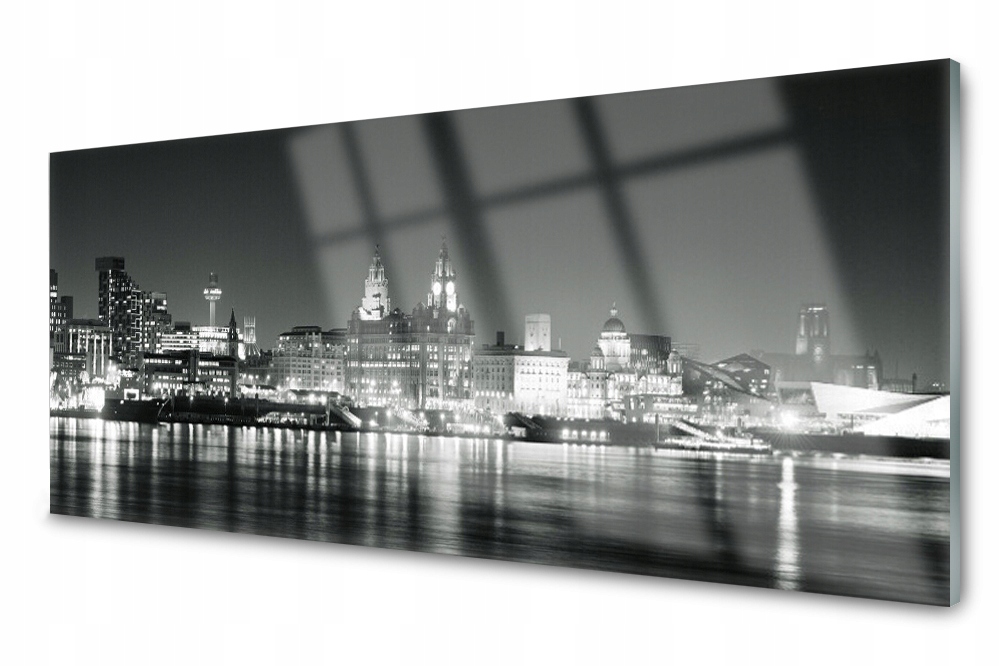 

Panel szklany do kuchni Miasto Woda Domy 125x50
