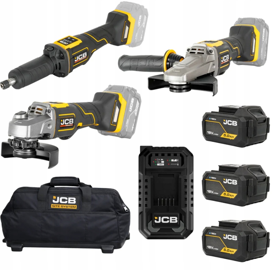Sada Brusky 2X 125 MM Stopková 18 V Baterie 3X 5,0 Ah Nabíječka Taška