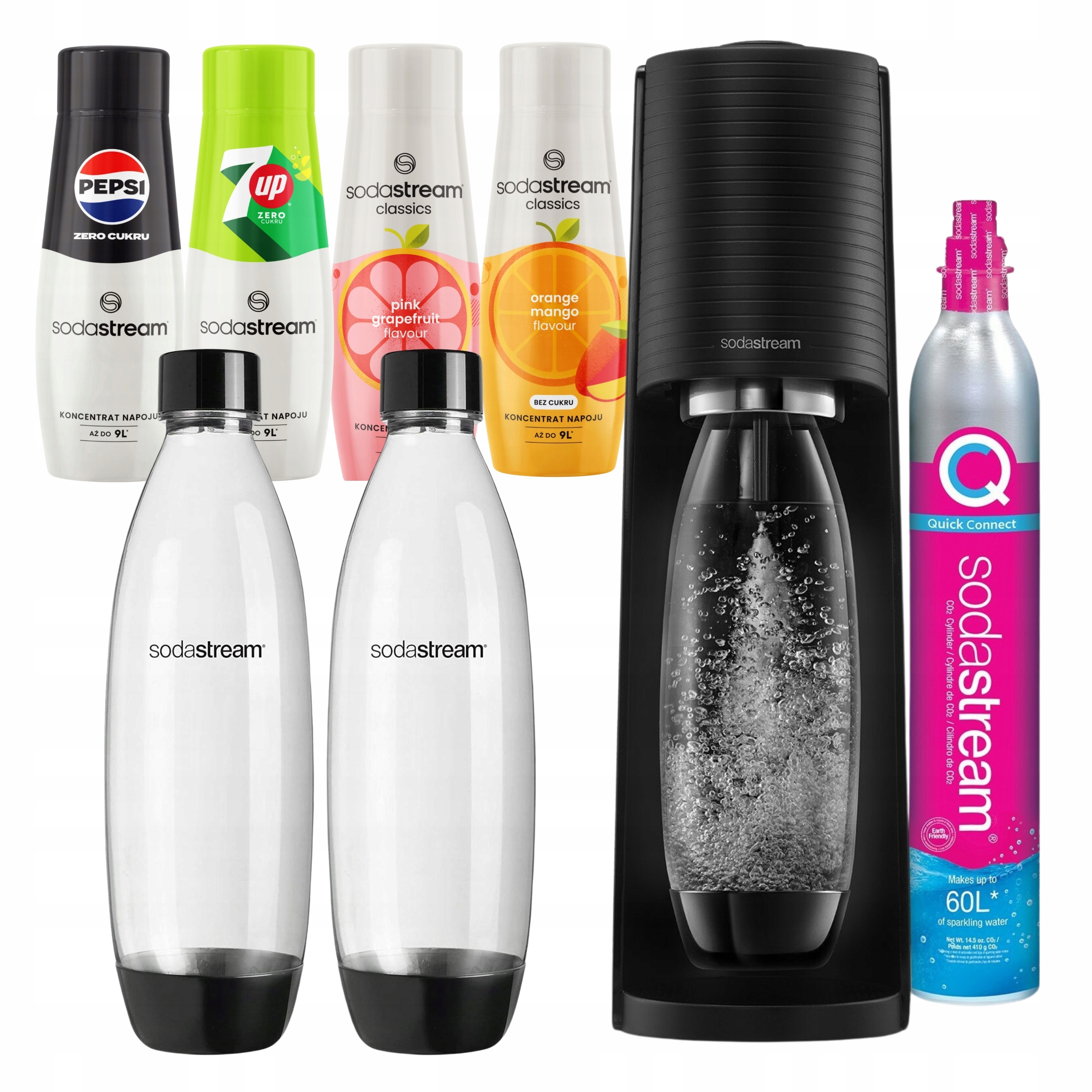 Saturátor SodaStream Terra čierny 2 fľaše a 4 koncentráty na vodu