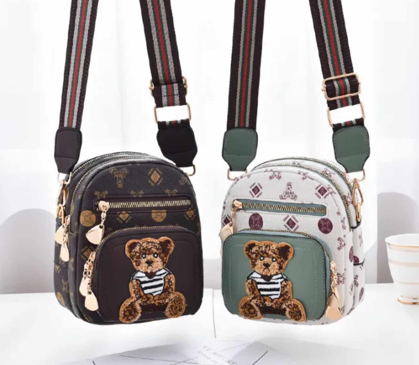 TORBA TOREBKA DAMSKA LISTONOSZKA KUFEREK NA RAMIĘ MAŁA TEDDY BAG MIŚ BRĄZOW Odcień mahoń