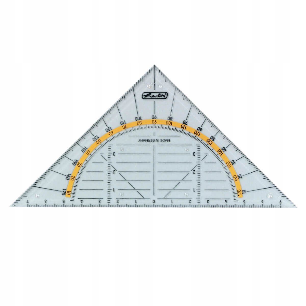 Ekierka z kątomierzem plastikowa przezroczysta szkolna 16cm HERLITZ Elementy zestawu kątomierz