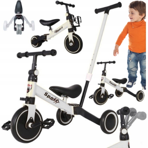 Rowerek Biegowy Wielofunkcyjny z prowadnikiem 4w1 jeździk Dwu/Trójkołowy