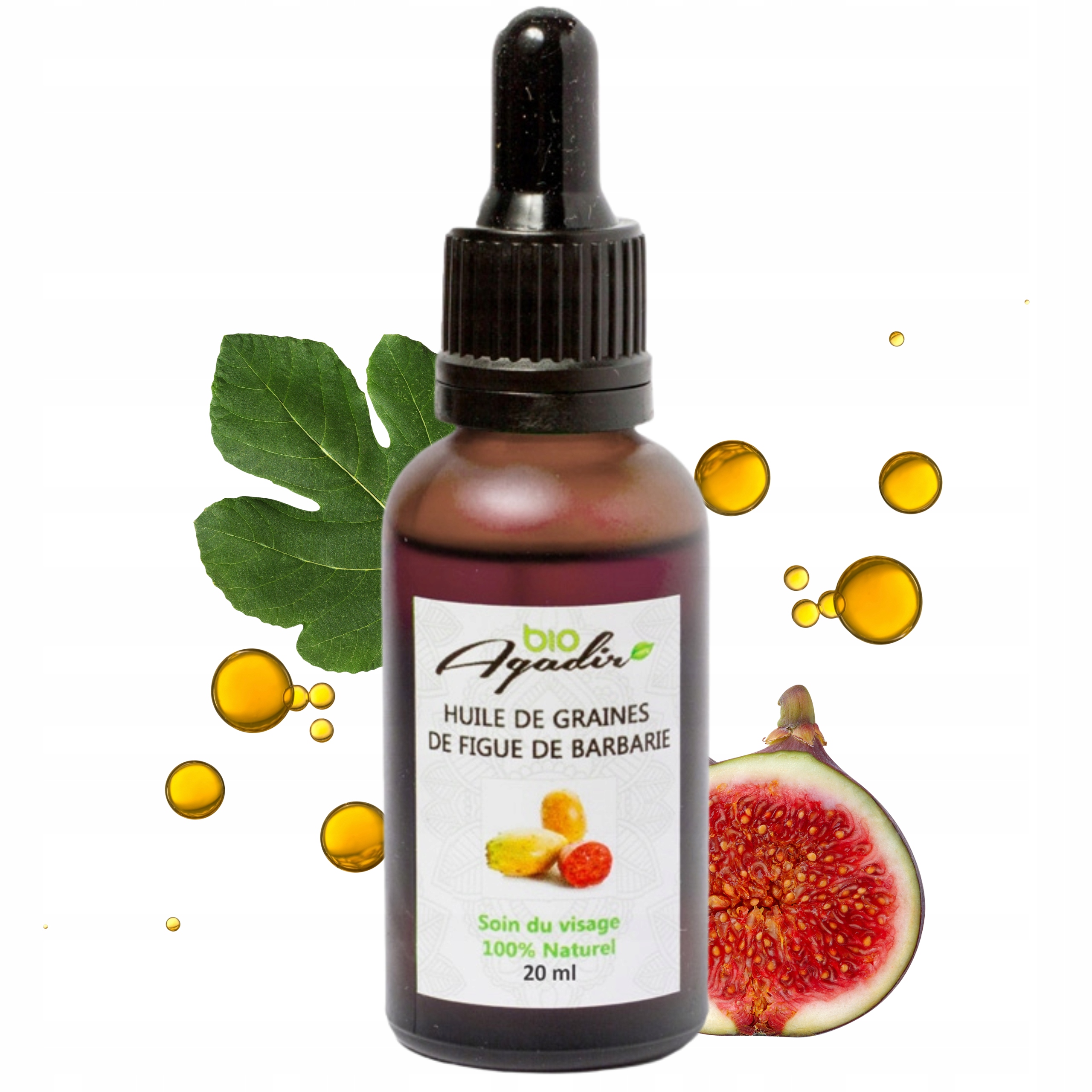 Czysty Naturalny Olej z Opuncji Figowej Bio Agadir 20 ml do Twarzy Wydajny