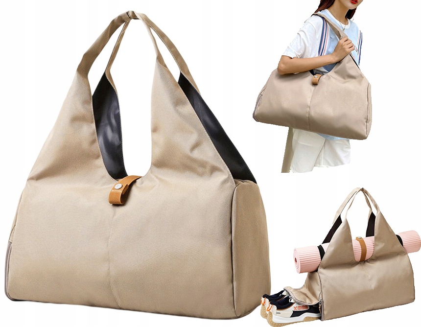 TORBA PODRÓŻNA SPORTOWA DAMSKA BAGAŻ SIŁOWNIA NA RAMIĘ DO RĘKI BEŻ FITNESS