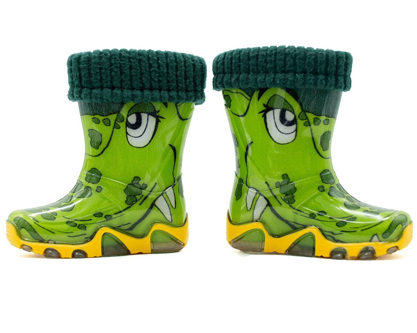 Kalosze Dziecięce ocieplane Gumowce dla Dzieci Krokodylek zielone Demar Bohater brak