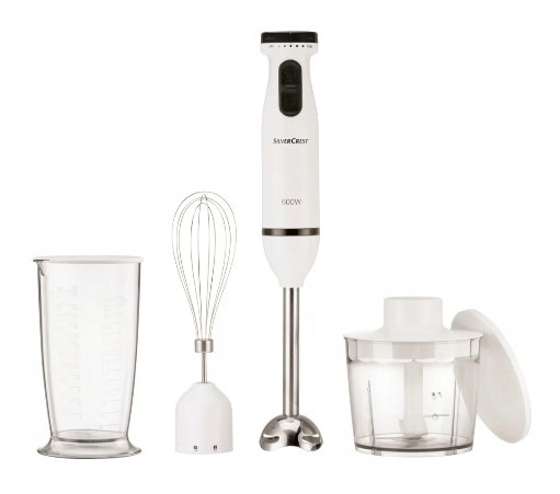 Blender ręczny trzpaczka szatkownica SilverCrest Ssms 600 600W biały 3w1