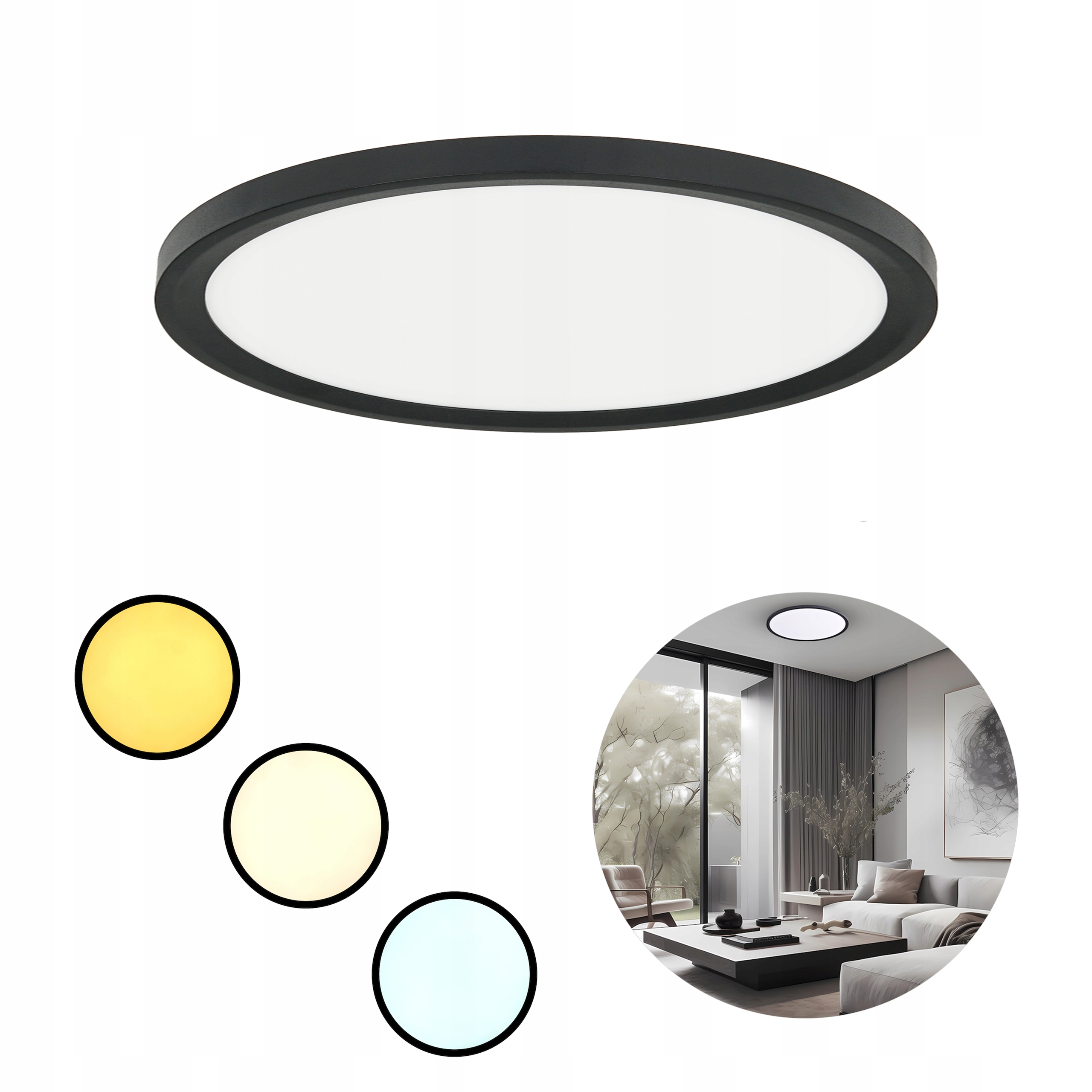 Stropné Svietidlo Led Plafoniera Stropná Závesná Lampa Maq 50W 3CCT čierna