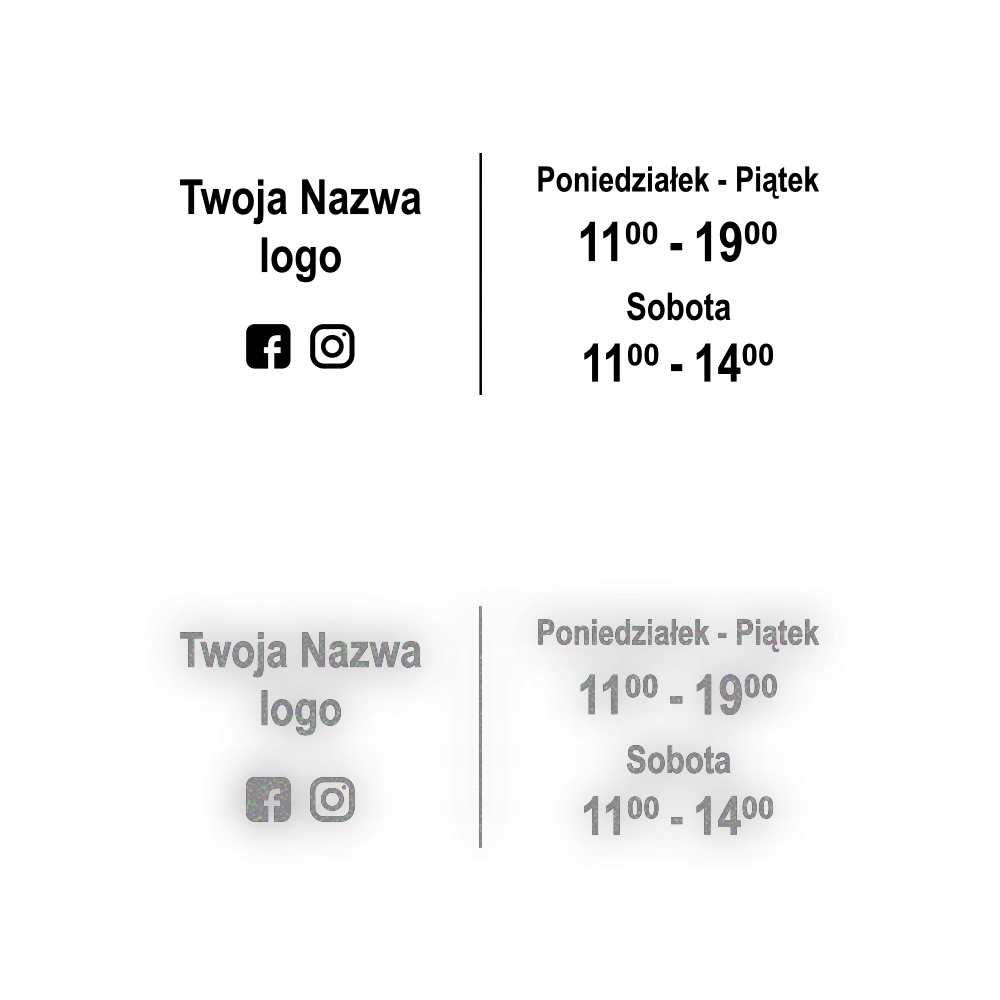 NAKLEJKA NA DRZWI, Godziny Otwarcia + Twoja Nazwa, Logo - ODBLASKOWA| HOLOG