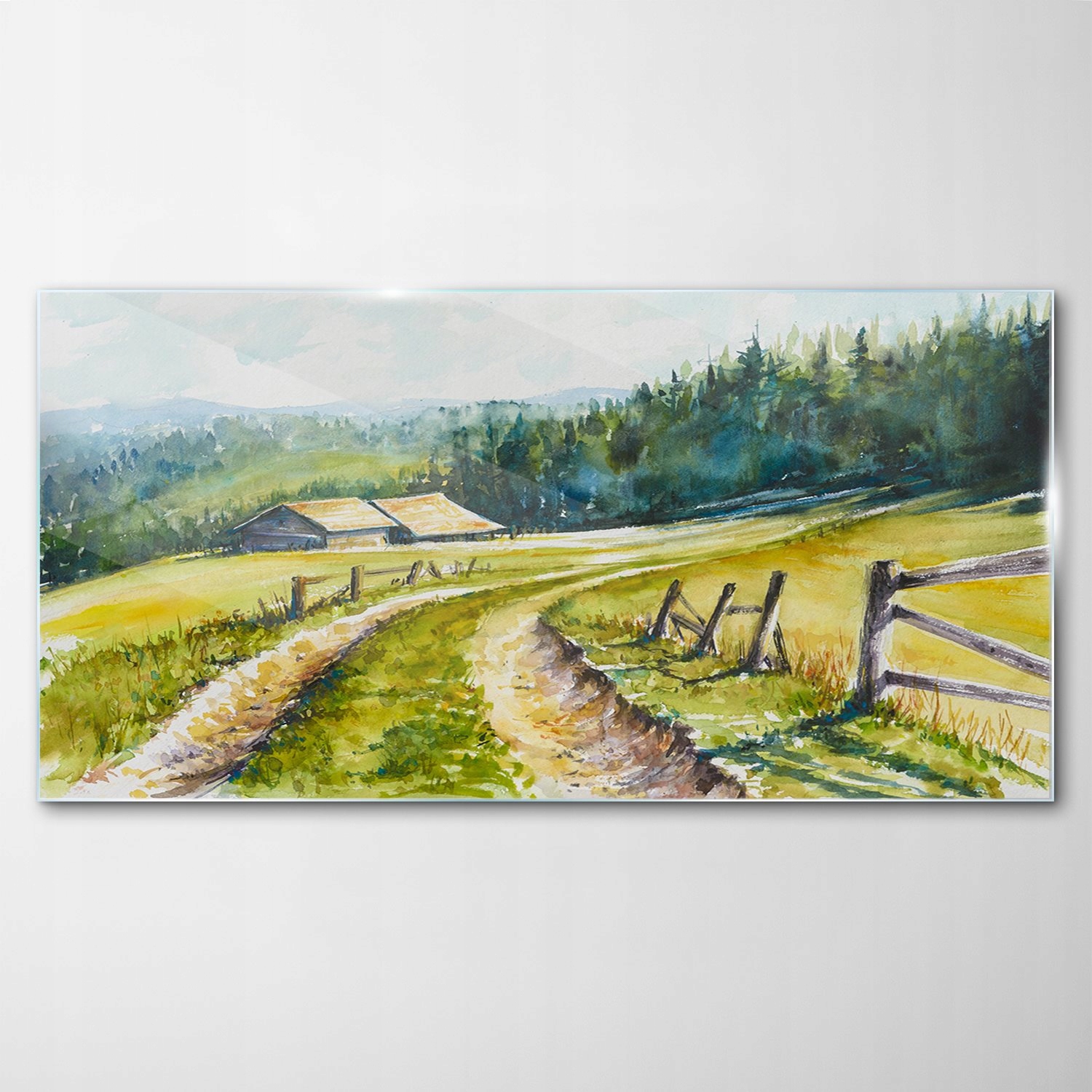 Obraz na skle Dekor Akvarely Krajina 140x70