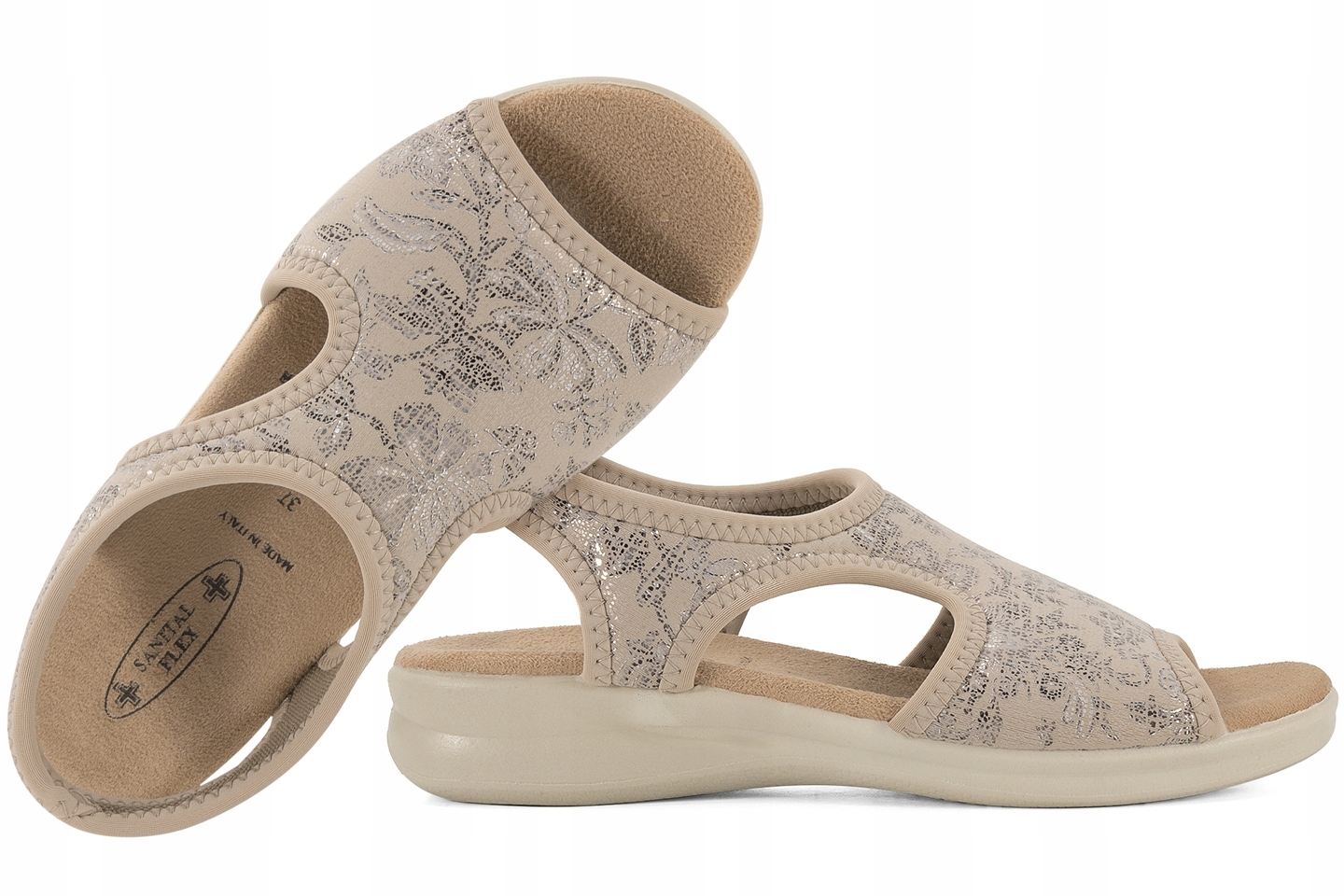 Sanital Flex 8056.17 Elastické Textilní Sandály Dámské Pu béžové 41 Béžová