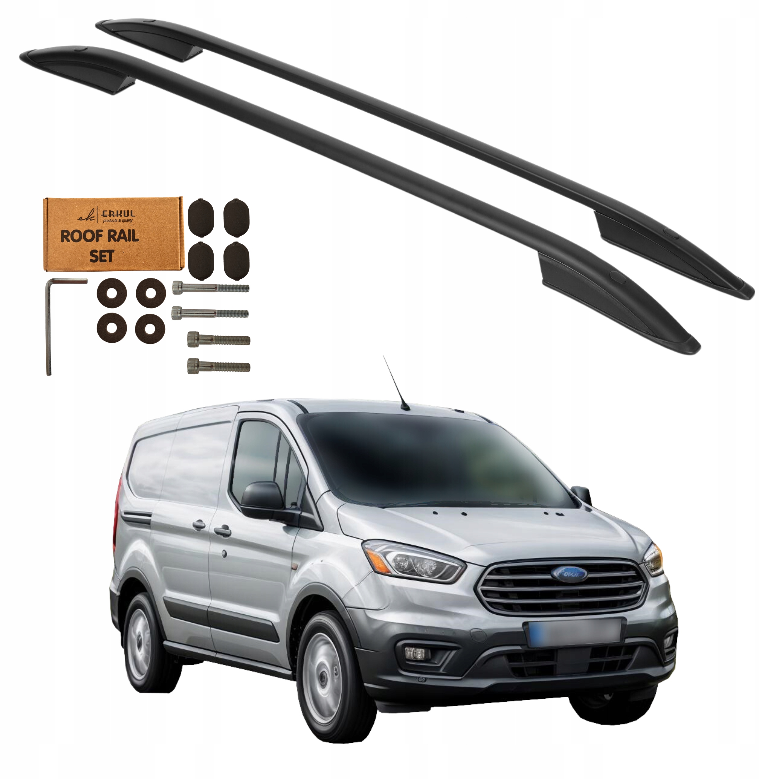 Střešní nosiče Ford Transit Courier Od 2014-2023 Černé Hliníkové Pevné