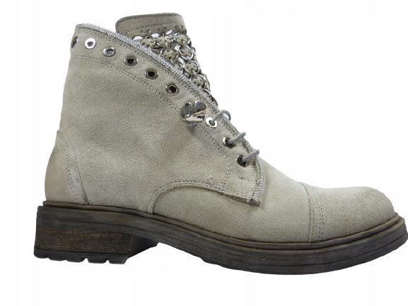 kotníkové boty boty Carinii 38 šedé šněrovací boty dámské kožené boty