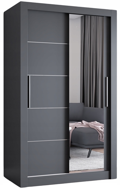 Posuvná Skříň Lyon 120, zrcadlo police, Matně Šedá, Výrobce Pl