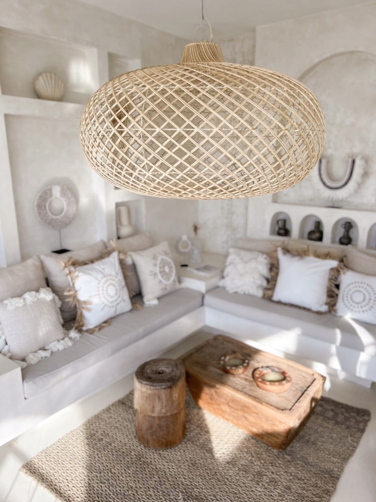 Stropná lampa Handmade Ratanová závesná lampa Osvetlenie domu Pir XL