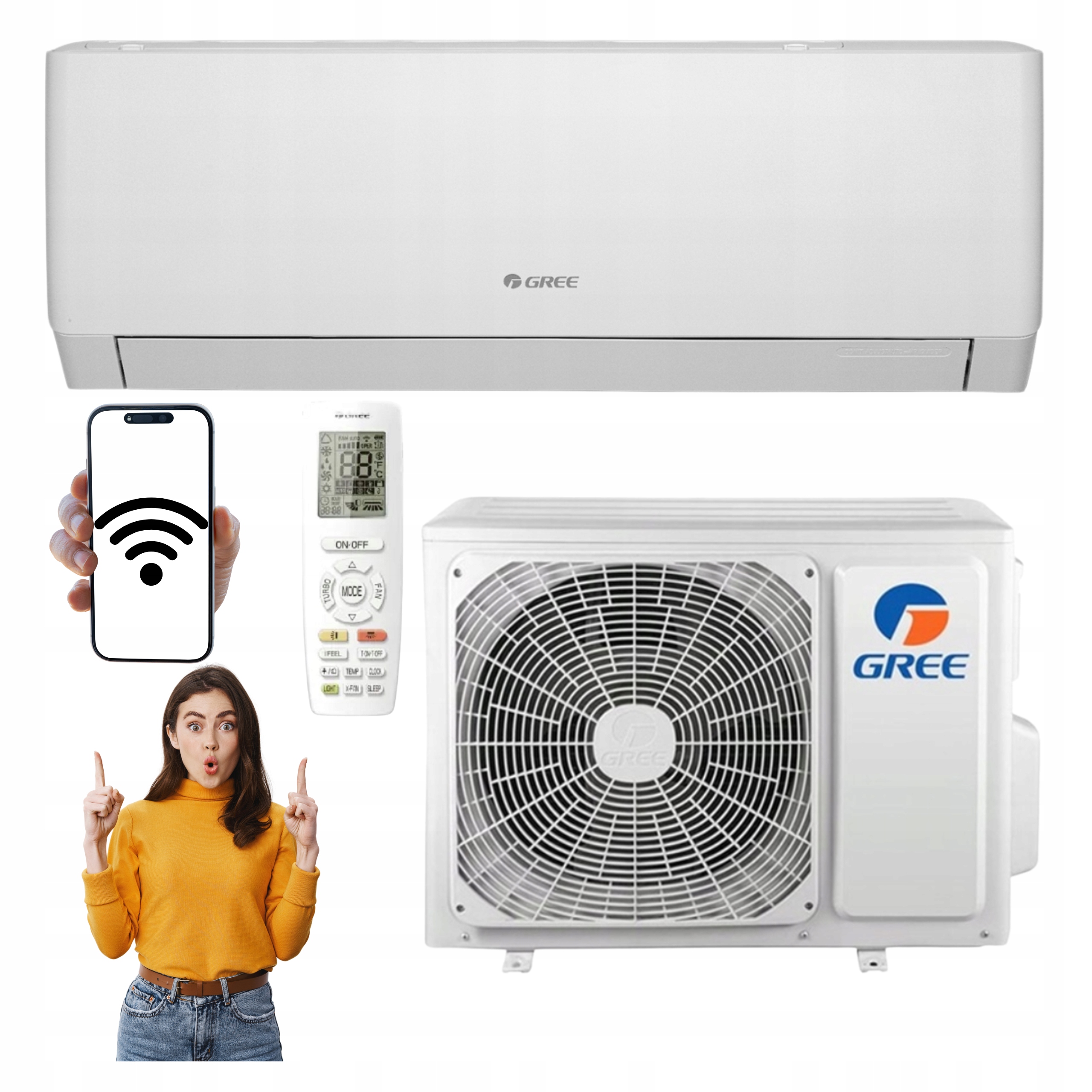 Nástěnný klimatizátor do domu Gree Pular 4,6 kW WiFi 50 m2 Tichý Výkonný