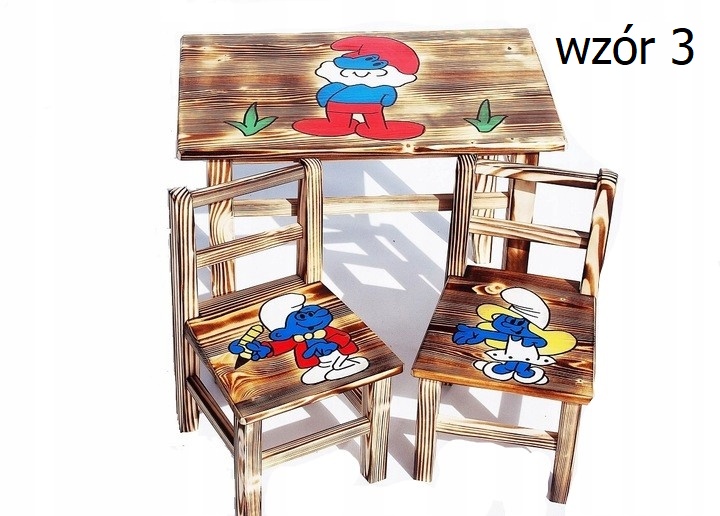 Stolik+4 krzesełka MEBELKI DREWNIANE DLA DZIECI! S Szerokość siedziska 27 cm
