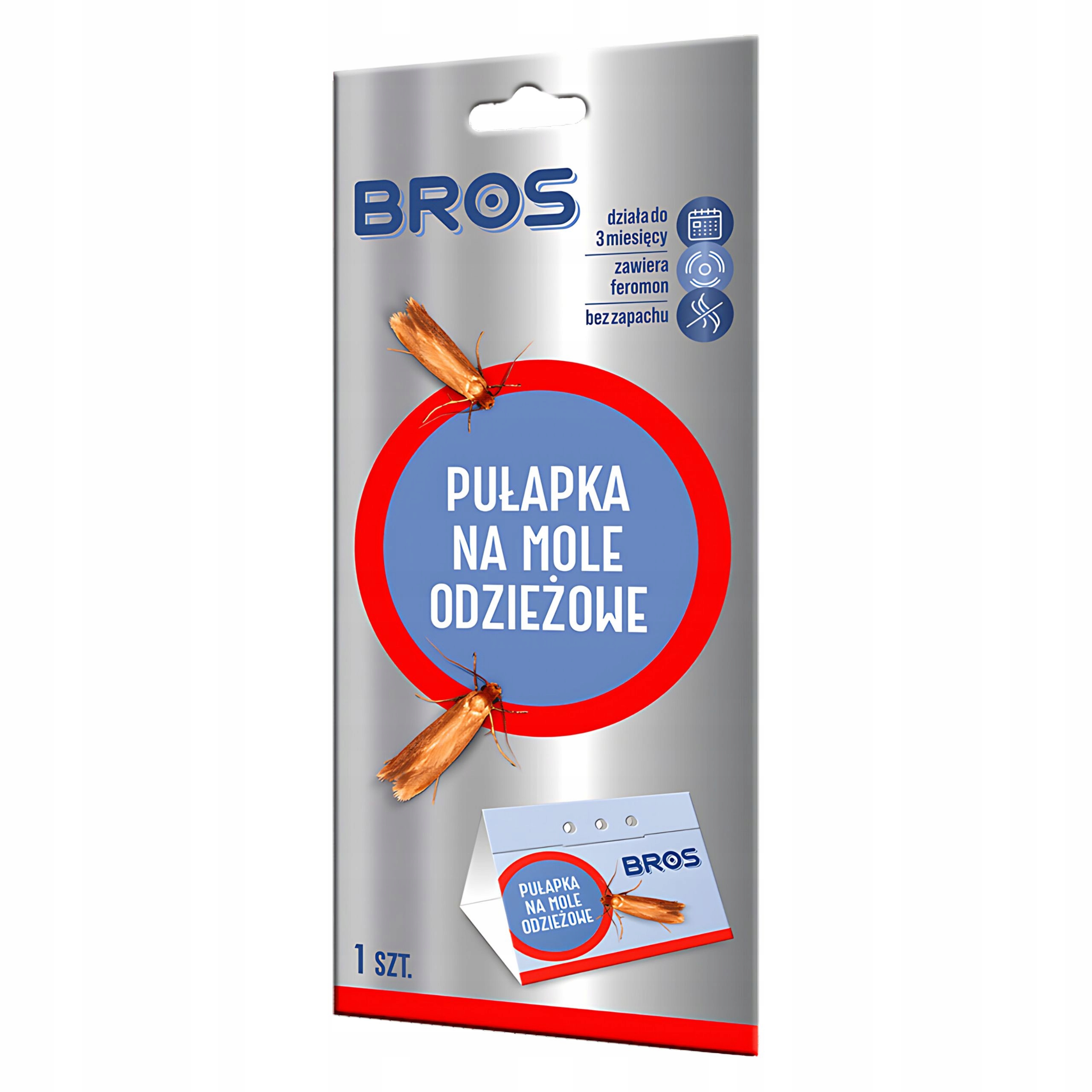 BROS PUŁAPKA LEP NA MOLE ODZIEŻOWE FEROMONOWA DO SZAFY GARDEROBY 1SZT.