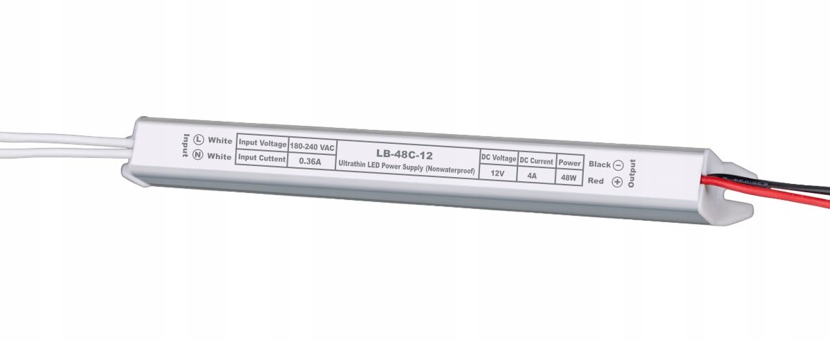 ZASILACZ LED SLIM 48W 12V/DC MODUŁOWY ULTRA WĄSKI! Kod producenta LB-48C-12