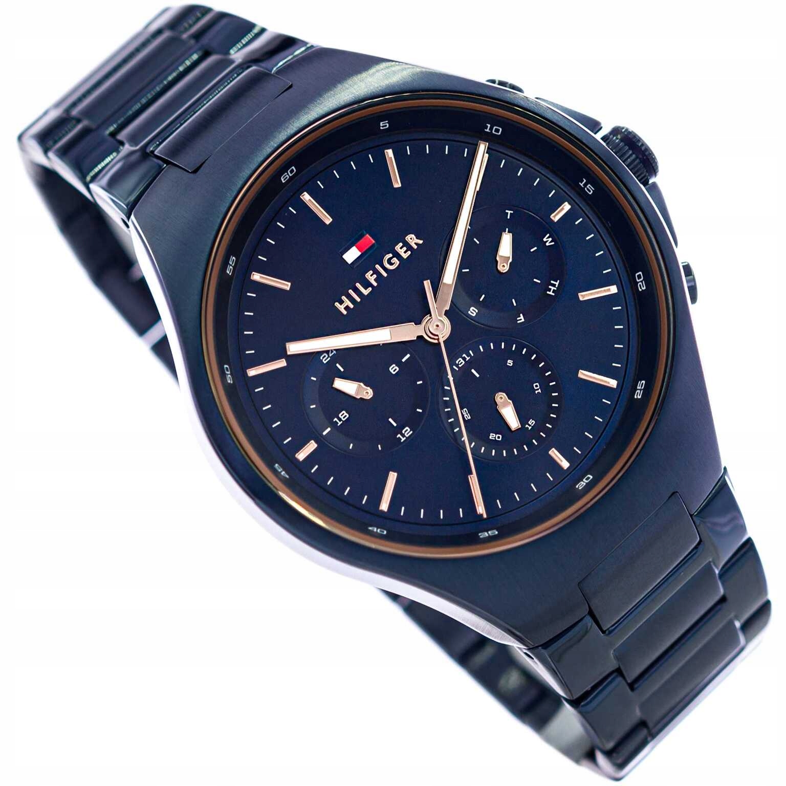 Pánské Hodinky Tommy Hilfiger 1792058 Justin Modré Datum Na Náramku