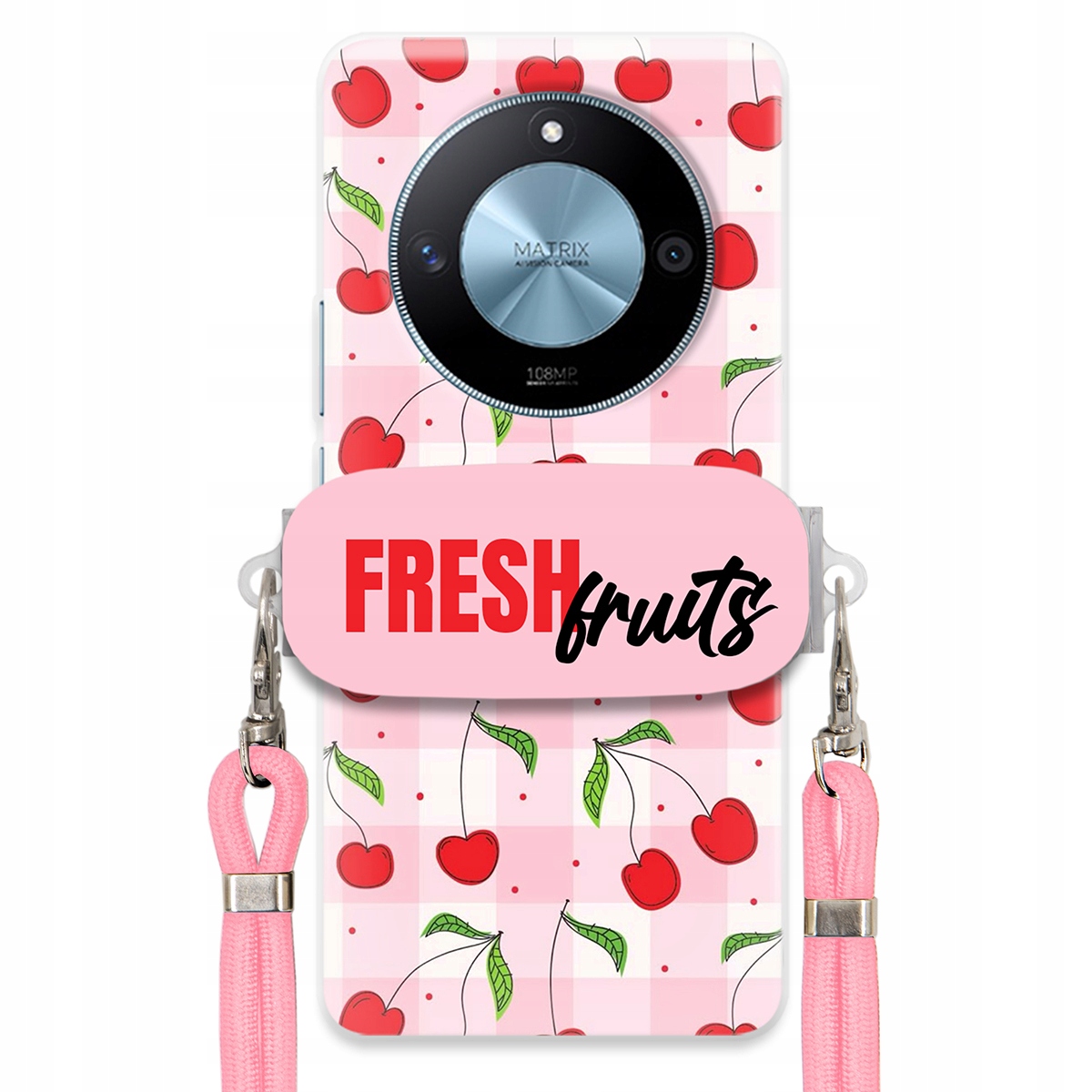 Puzdro pre Honor X50 5G držiak na šnúrku ruží Fresh Fruits Mriežka Ovocie