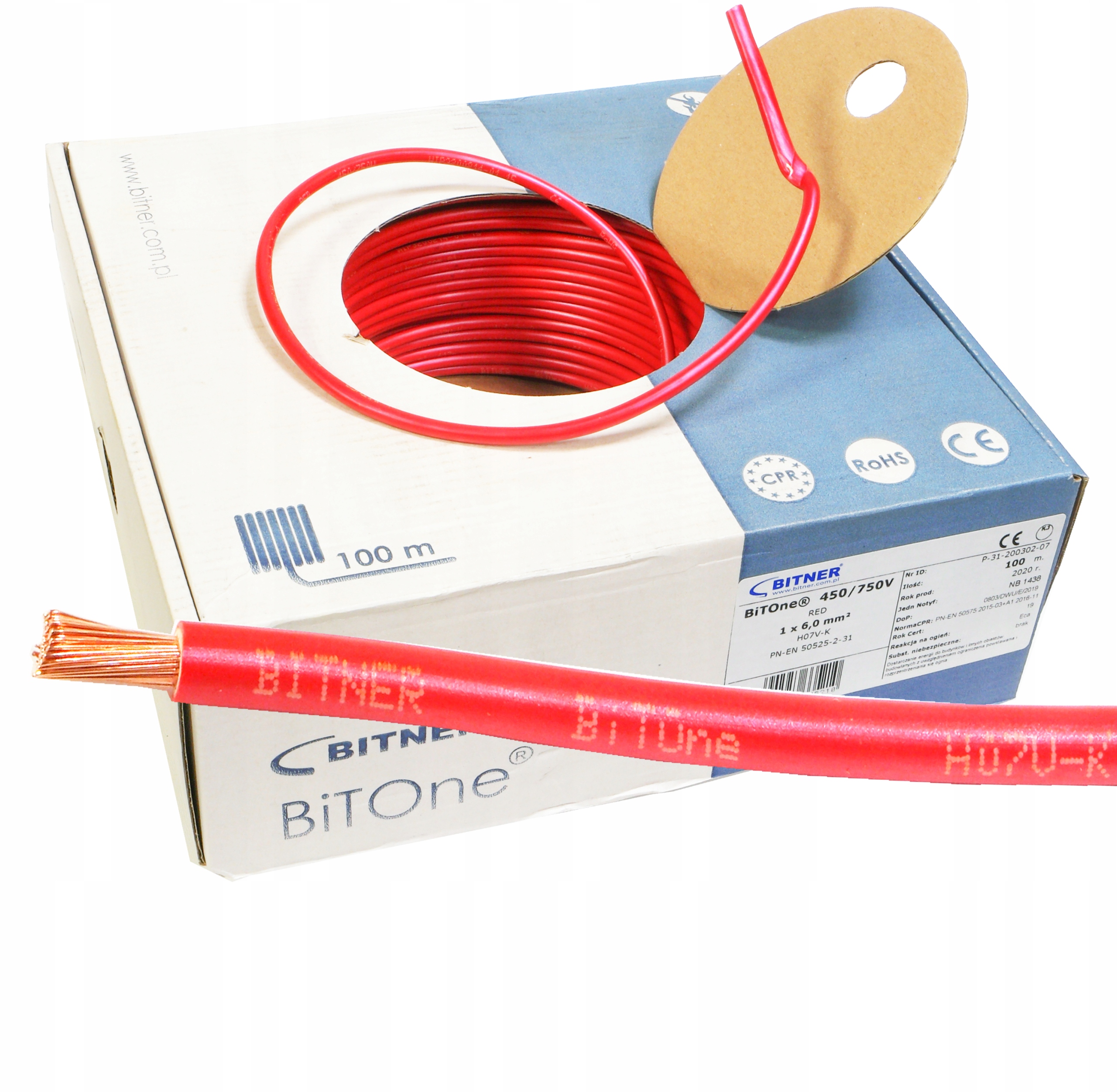 Kábel Lgy 6 červený Bitone 100 m