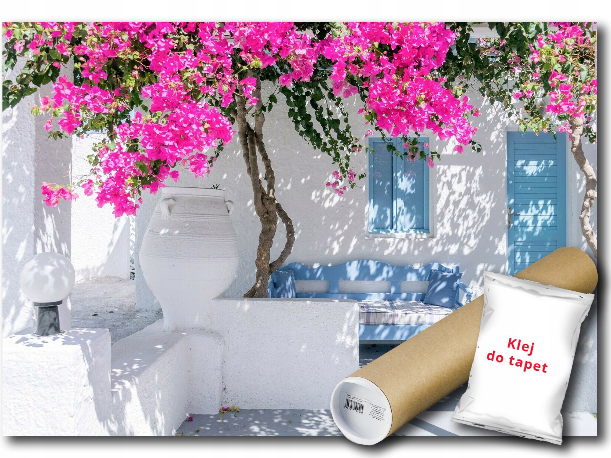 Fototapeta Flizelina Grécko Ulička Dverí Lavička Pohľad 350x250 lepidlo zdarma