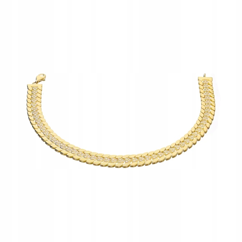 Zlatý náramek 585 s zirkony ve tvaru lžiček a srdcí 11.90 g