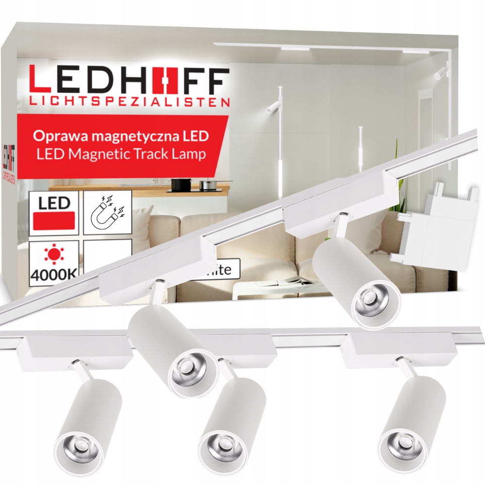 Magnetický kábel 2 m 5x reflektor Led lampa spot osvetlenie Biela