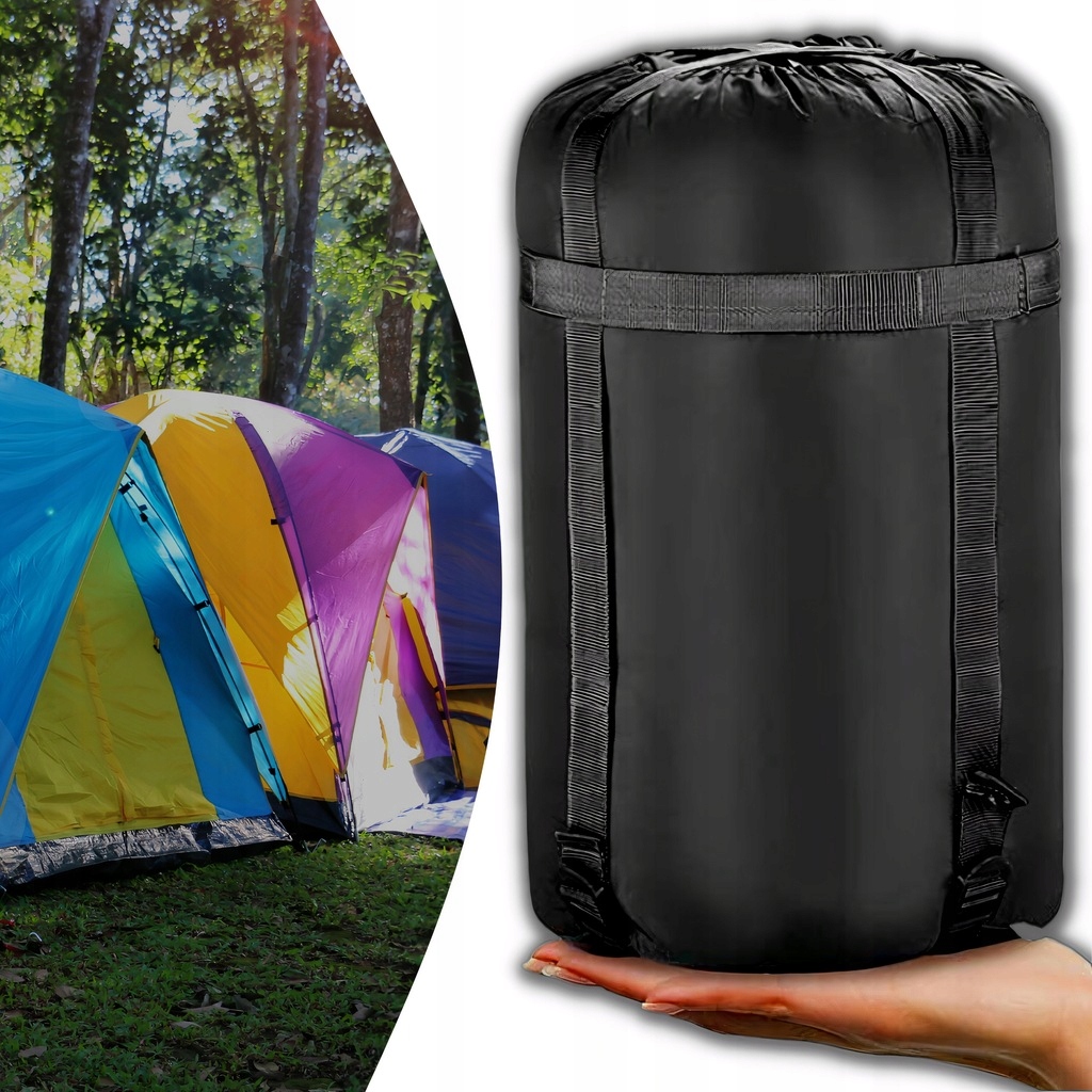 ŚPIWÓR TURYSTYCZNY MUMIA CIEPŁY LEKKI KOŁDRA Z KAPTUREM + POKROWIEC 2W1 Model LEKKI ŚPIWÓR TURYSTYCZNY PRZENOŚNY CZARNY