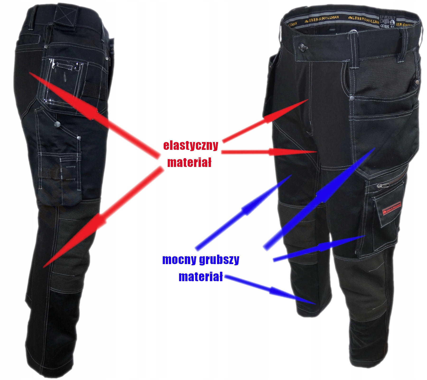 ELAstyCZNE sPoDnIe rObOcze FIXER czarne MONTERSKIE Długość spodni długie