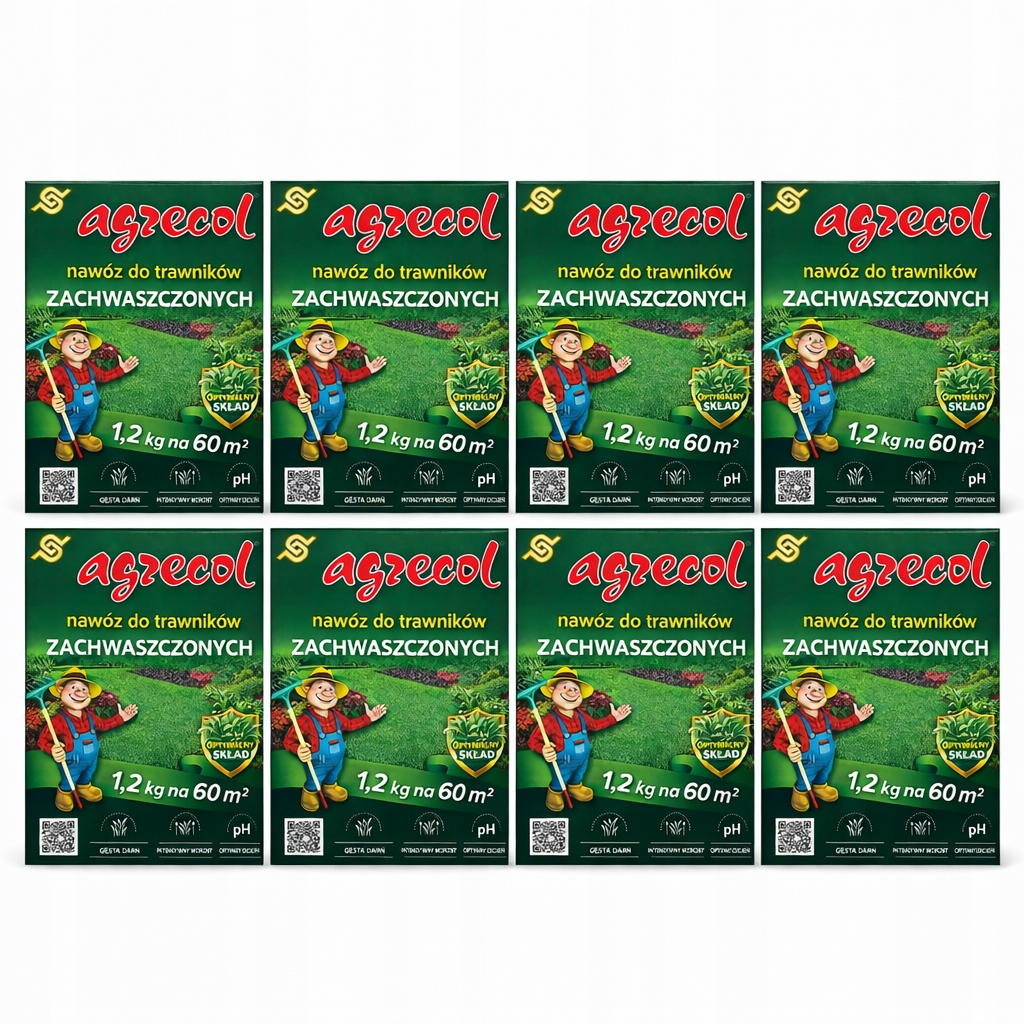 8x Hnojivo pro zaplevelené trávníky Agrecol 1,2 kg, hustý trávník, optimální pH