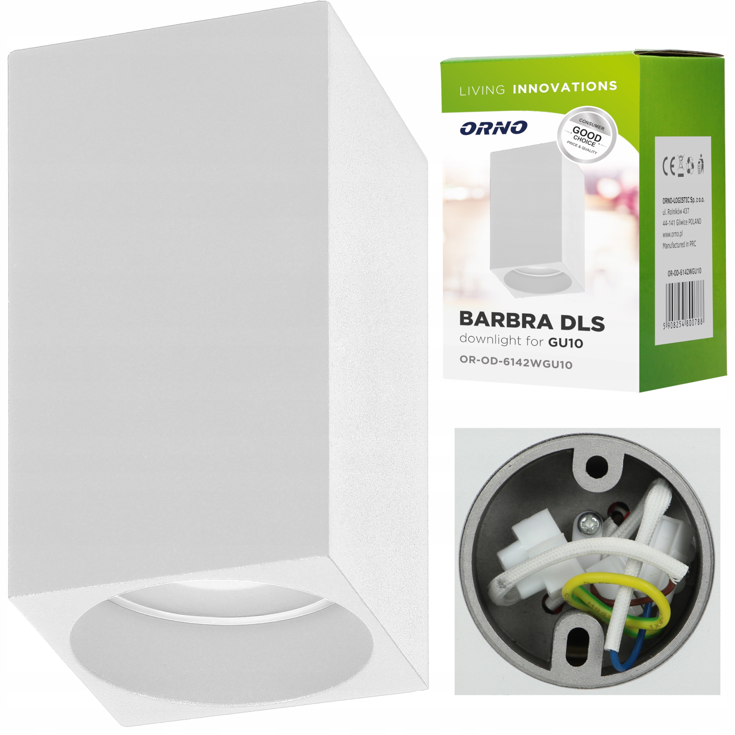 OPRAWA NATYNKOWA HALOGENOWA TUBA SUFITOWA LED GU10 KWADRAT ALUMINIUM BIAŁA