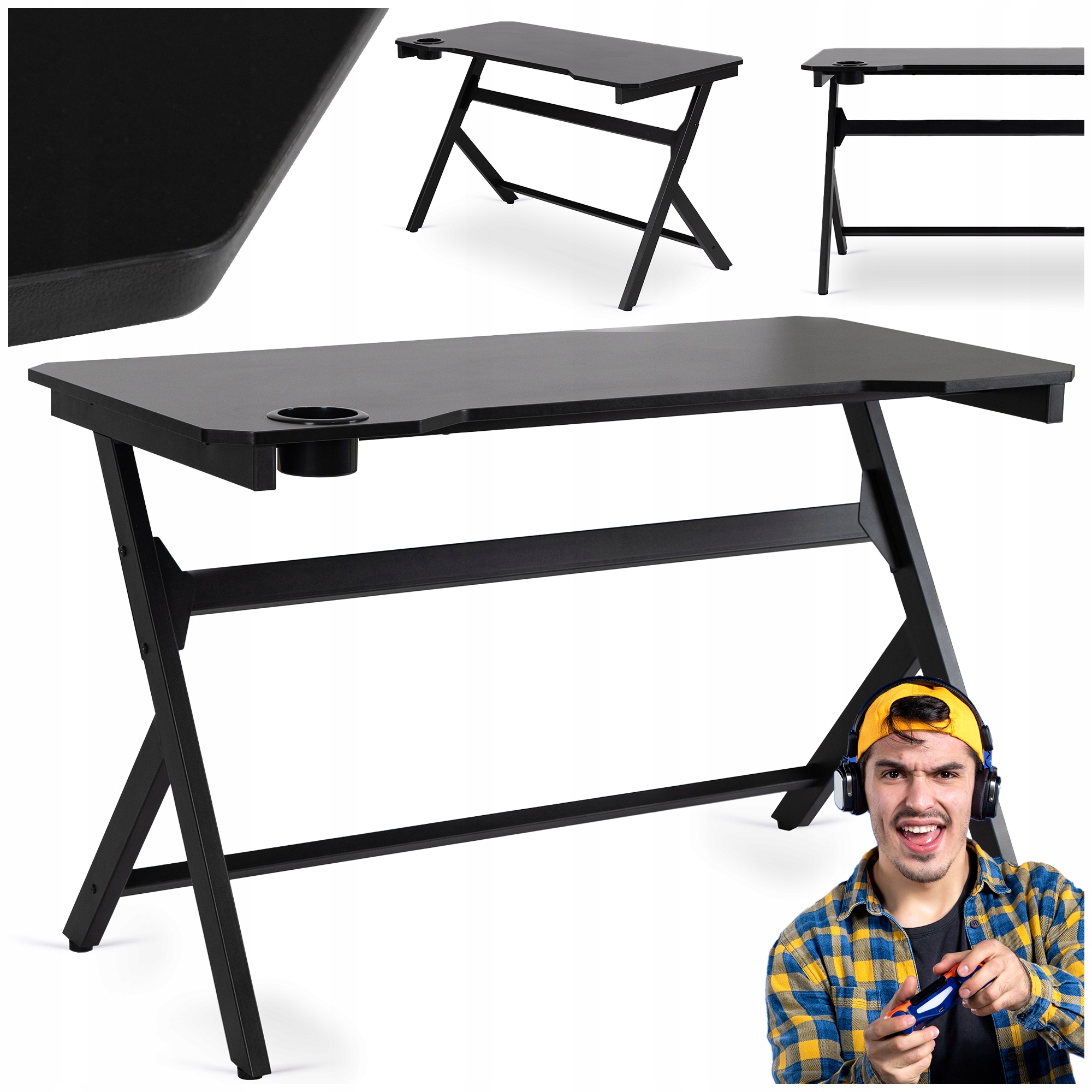 Industriální herní stůl černý pro počítač Pro Mládež Bleck