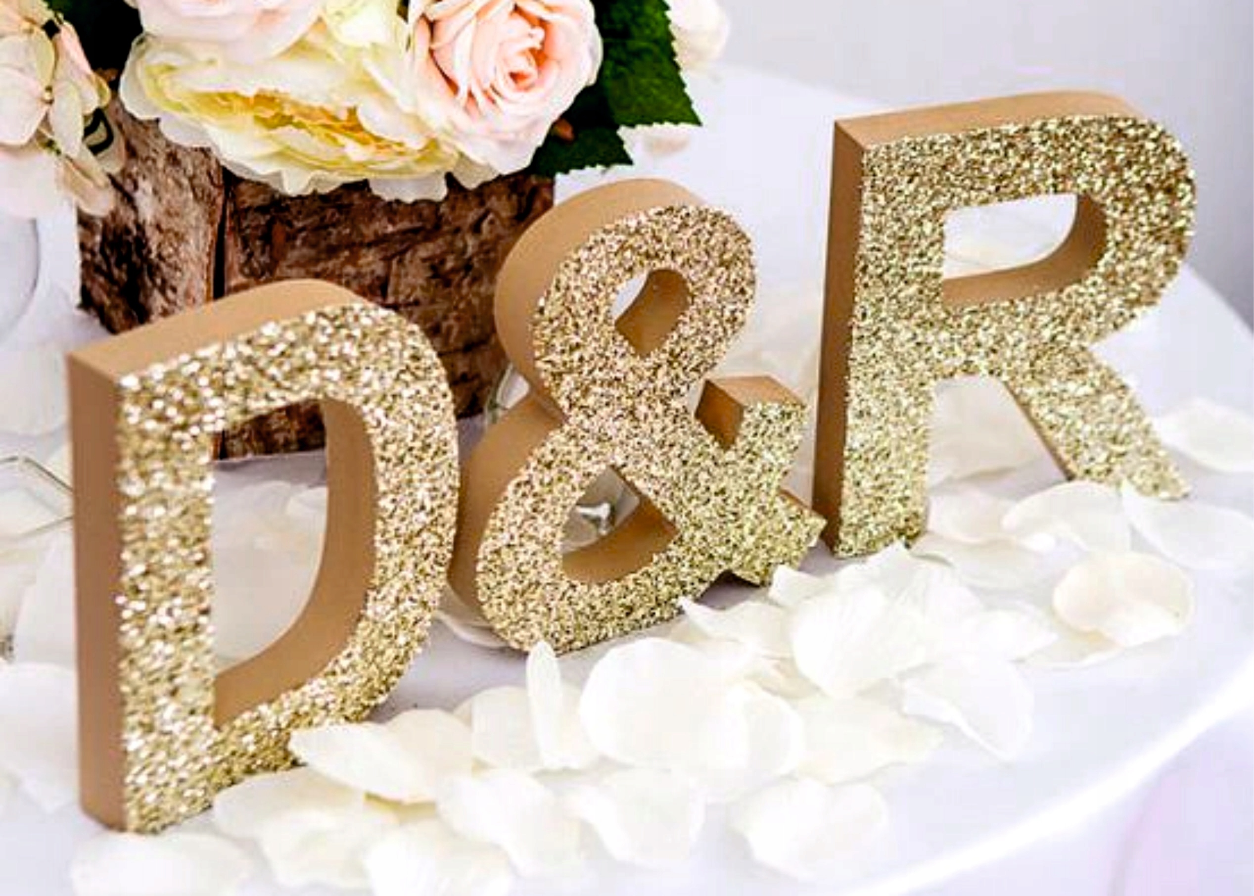 Litery INICJAŁY Pary Młodej 20 cm złote / srebrne