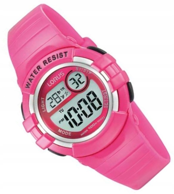 Różowy zegarek dla dziecka na pasku Lorus R2387HX9 Podświetlany dziecięcy