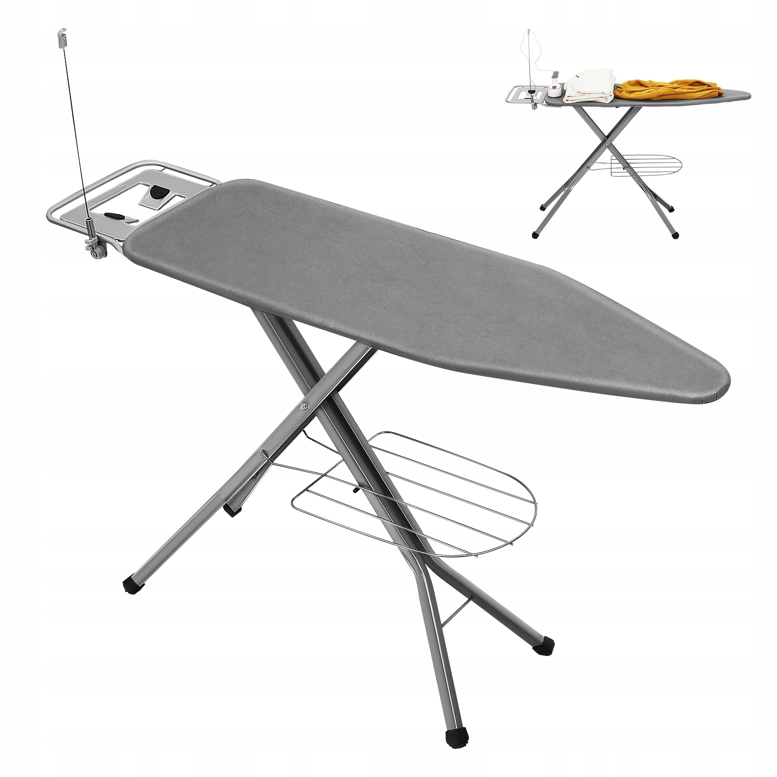 Žehlicí prkno velké skládací s rukávníkem a zásuvkou, široké 143x38 cm